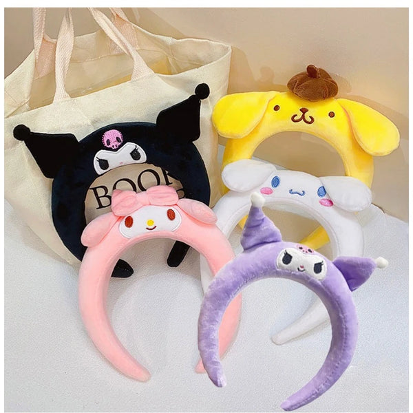 Sanrio Hello Kitty Headband Cartoon Kuromi My Melody Headband Cinnamoroll Hair Accessories Plush Headband Girls Gift