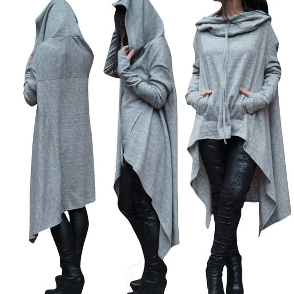 Fashion Trends New European and N Pure Color Long Hoodie