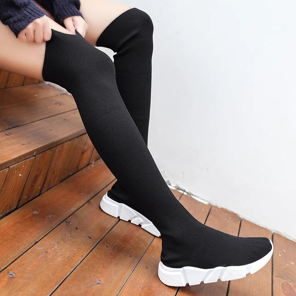 Woman Boots Long Tube Socks Shoes 2025 New Female Fashion Flat Shoes for Women Basket Winter Boots Female Shoes Women Sneakers