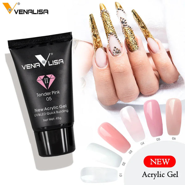 Venalisa New Acrylic Gel Poly Extension Nail Gel Soak Off UV LED Durable Gel Slice Tips Fast Dry Clear Jelly Gel Base Top Coat