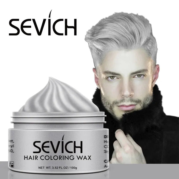 Sevich Temporary Hair Color Wax Men Diy Mud One-time Molding Paste Dye Cream Hair Gel for Hair Coloring Styling Silver Grey 120g