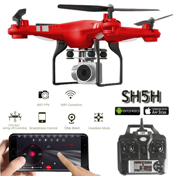 SH5H Quadcopter With Camera 4K WIFI Real Time Video Altitude Hold Headless One Key Return FPV Racing RC Drones With Camera HD