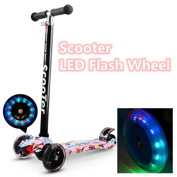 80mm 90mm 100mm 110mm 120mm Kids Scooter Wheel LED Flash PU Tyre Children Kick Scooter Twisting Car Front Rear Wheel ABEC7 2pcs