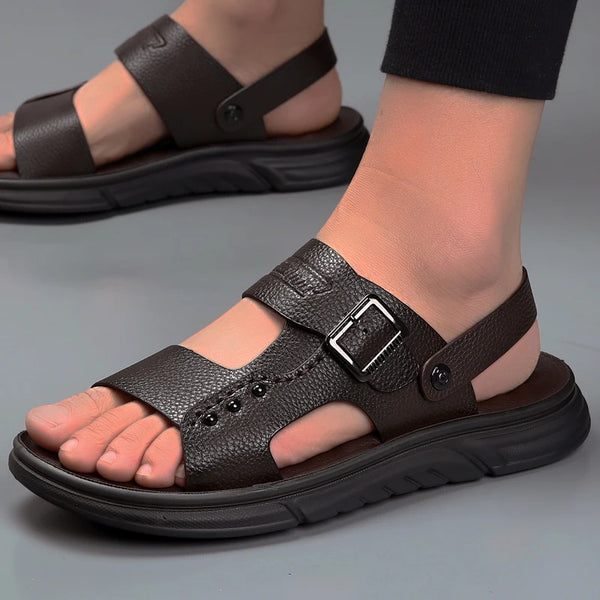 Sandals for Men 2025 New Latex Pad Thick Sole Beach Summer Outwear Dad Anti slip and Wear Resistant Dual purpose Sandals Shoes