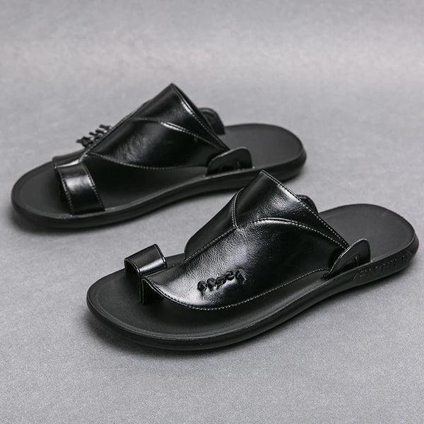 Sandals For Men Leather outdoor Luxury Flats Summer Beach Soft Casual Outside Sandals For Mens Home Shoes