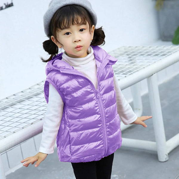 Girls Puffy Jacket Size 14 Child Kids Toddler Baby Boys Girls Sleeveless Winter Solid Coats Hooded Jacket Vest Outer Outwear