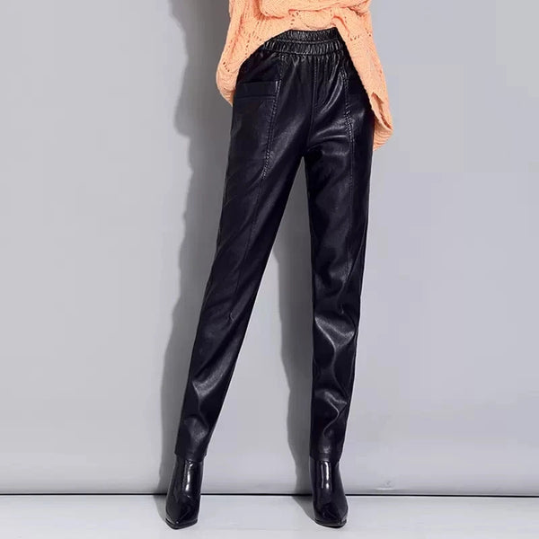 Women's leather pants thicken autumn and winter new style loose Harem pants spring wear PU boots pants small feet radish pants