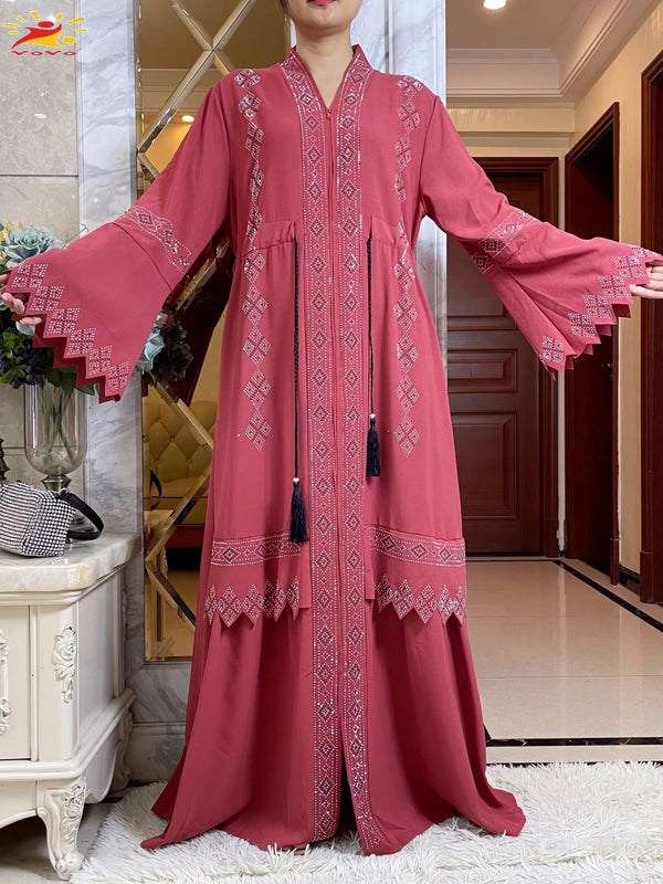 2025 Women Elegant Dresses Dubai Party Outfits Long Sleeve Comfort Fabric Dashiki Muslim  Robe Open Abaya Clothing