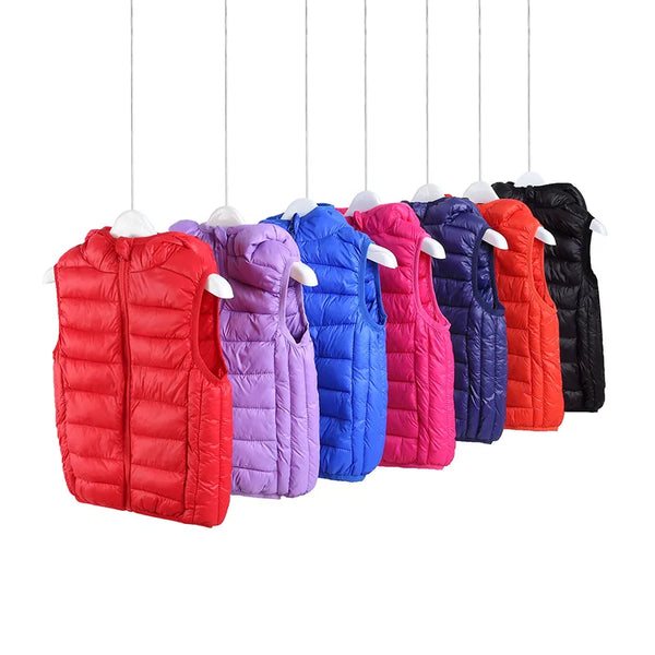 OLEKID 2025 Autumn Winter Children Vest Hooded Boy Sleeveless Jacket 2-12 Years Kid Teenage Girls Outwear Toddler Baby Waistcoat