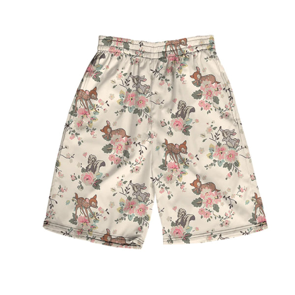 Harajuku Floral Print Shorts Summer Thin Section Hawaiian Beach Casual Elastic Waist Men's and Women's Beach Pants