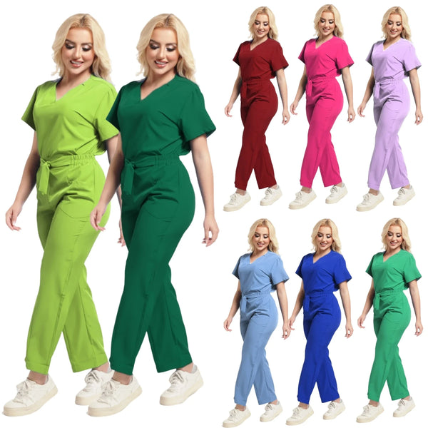 Plus Size New Style Working Scrubs Set Women Pet Nurse Uniforms Solid Color Beauty Salon Work Uniforms Medical Uniforms Workwear