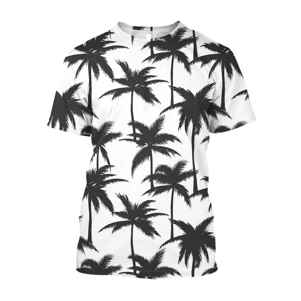 Summer Fashion New Hawaii Style graphic t shirts For Men Trend Casual Beach Resort Coconut Trees Printed Round Neck Short Sleeve