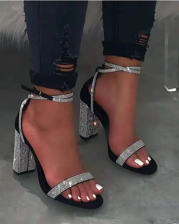 Heel Sandals Women Rhinestone Sexy Transparent High Heels Sandals Female New Summer Party Dress Shoes Ladies Pumps Plus Size