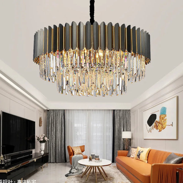 Living Room Chandelier Modern Simple Atmosphere Nordic Wind Light Luxury Round Dining Room Bedroom 2025 New Crystal Lamps Hot