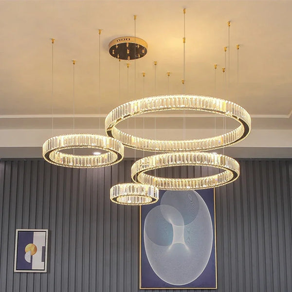 Modern Luxury LED Crystal Ceiling Pendant Lights Living Dining Room Lighting Lustre Decor Chandelier Lamp Indoor Lights Fixture