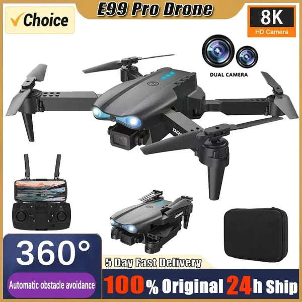 New E99 PRO Drones GPS Profesional 8K with HD Camera FPV 5G Wifi Brushless Motor Foldable RC Quadcopter Obstacle Avoidance Dron