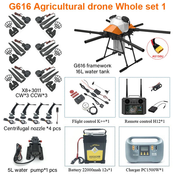 EFT G616 16L 16KG Agricultural spraying frame route planning Spraying pesticides on farmland hobbwing X8 motor K++ V2 16000mah