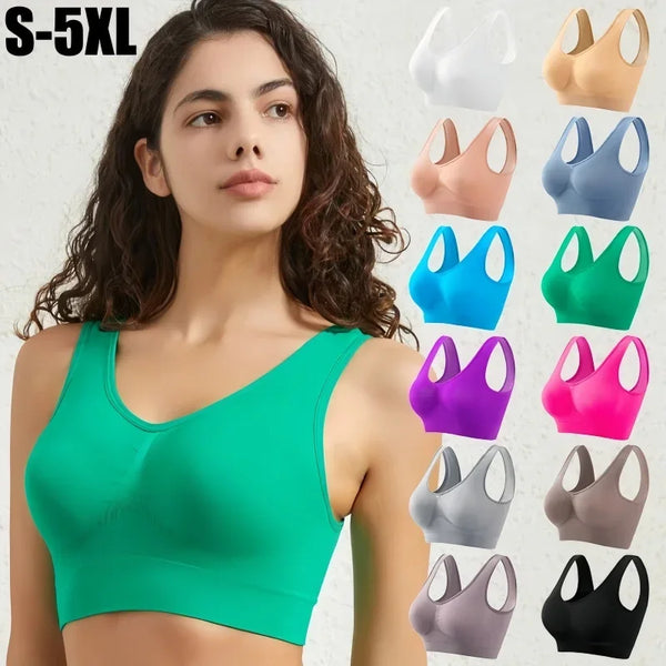 S-5XL Women Seamless Bra Sports Bras Top Female Breathable Soft Brassiere Wireless Nopads Bra Crop Top Solid Color Sexy Lingerie