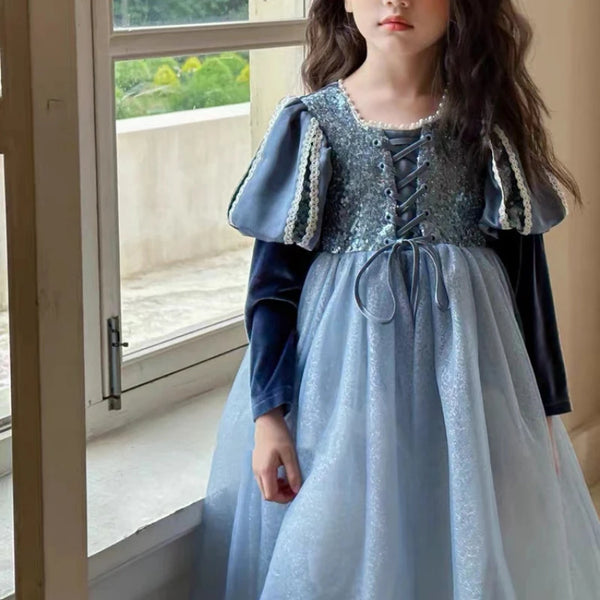 Girls Plush Dress 2025 Autumn and Winter New Western Style Children Trendy Birthday  Little Girl Princess Dress