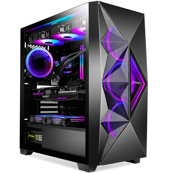 Antec DF800 FLUX PC Case Glass Side Case ATX Mid Tower Support 360 Water Cooled Side Computer Case With 5 Pcs Fans