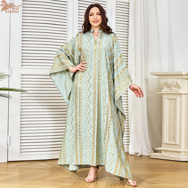 2025 Ramadan Muslim's Dresses Abaya Woman Eid Long Dresses Bat Sleeve Abaya Dubai luxury Dress Robe Islam Jalabiyat Women