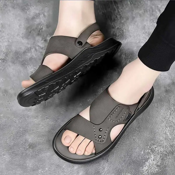 Shoes for Men Hiking Open Soft Indoor Beach Trekking Sandals Man Sandals Outdoor Ankle Wrap Genuine Leather Pvc 2025 Styles 39