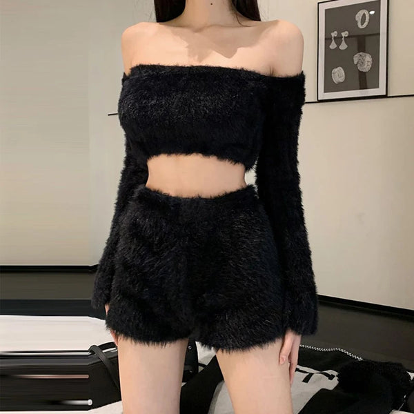 Sexy Elastic Waist A-line Shorts Autumn Winter New Solid Knitting All-match Youth Hot Shorts Fashion Trend Y2K Women Clothing