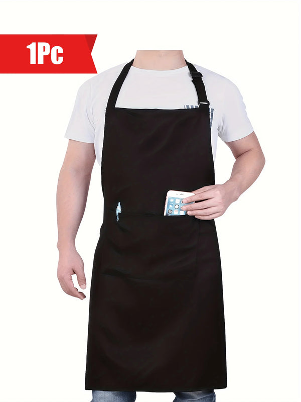 1 Piece, Solid Men's Comfortable, Lightweight and Durable Apron, Adjustable Neck Strap Apron with Shoulder Straps and Pockets