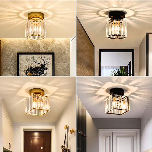 Nordic LED Crystal Glass Ceiling lamp Aisle Corridor E27 Lamp For Living Room Bedroom Home Ceiling Light Interior Deoco Lighting