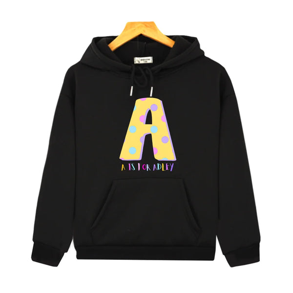 A for Adley Letter Print Sweatshirts Boy Girl Baby Clothing Japanese Anime Kids Blouse Tops Cartoon Sudadera Autumn Winter Coat