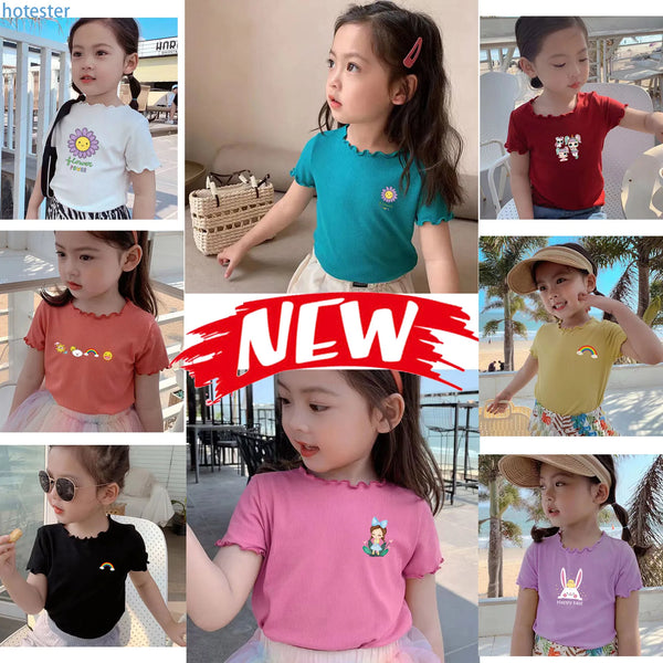 Girls Short T Shirt Budak Perempuan Chiffon Kids Tshirt Baby Girl Trendy Baju Kanak Kanak Perempuan Girl Clothing