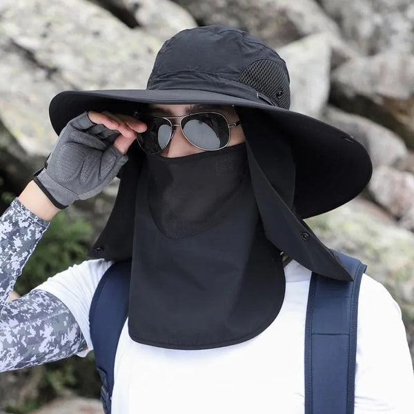 Adjustable Outdoor Fishing Cap With Face Mask Sunscreen UV Protection Breathable Foldable Men Women Hiking Camping Casual Hats