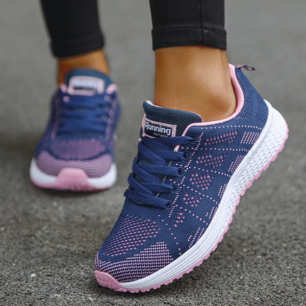 Fashion Breathable Sneakers For Women 2025 New Solid Color Soft Sneakers Women Mesh Fabric Lace Up Female Footwear Shoes Women