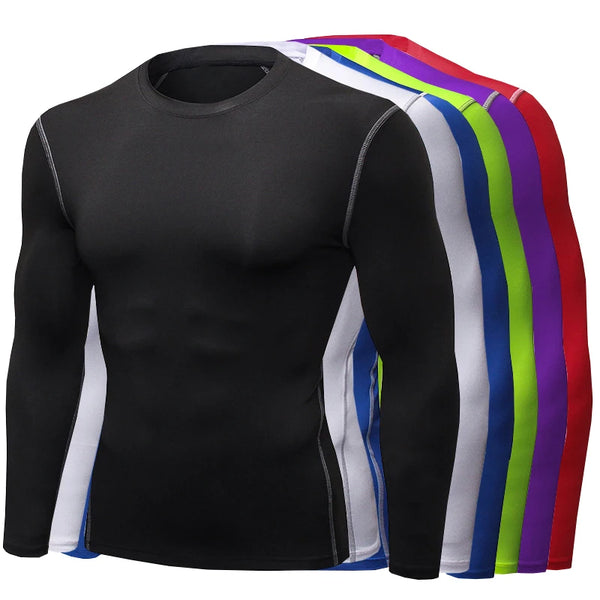 1pcs Men's Long-sleeved Thermal Underwear Male Thin Tight Fitting Fast Dry Elastic Fitness Tops Man Autumn Winter Sprots Wear