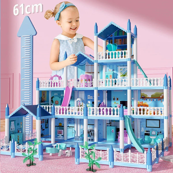 Popular Toy 3d Assembly Diy Mini Toy House Accessories Villa Princess Castle Led Lights Girl Birthday Gift Assembly Toy House