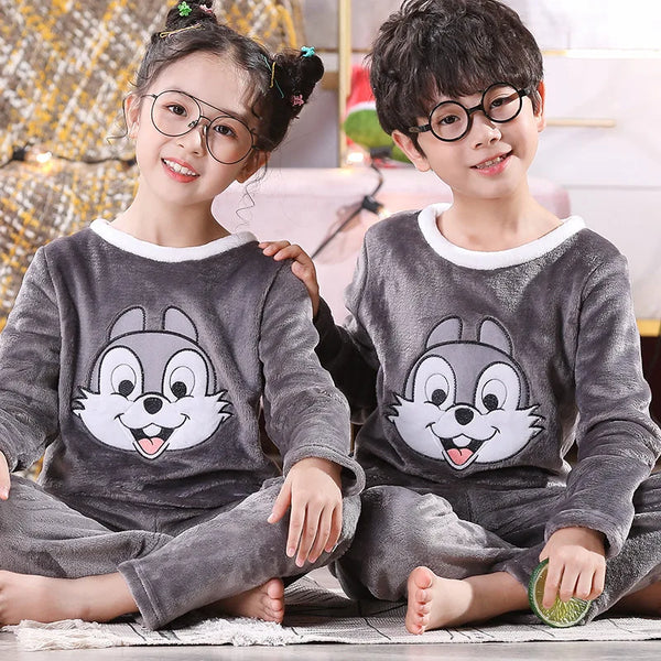 2025 Children Fleece Pajamas Warm Flannel Sleepwear Girls Boy Nightwear Coral Fleece Kids pijamas Homewear Winter Pyjama