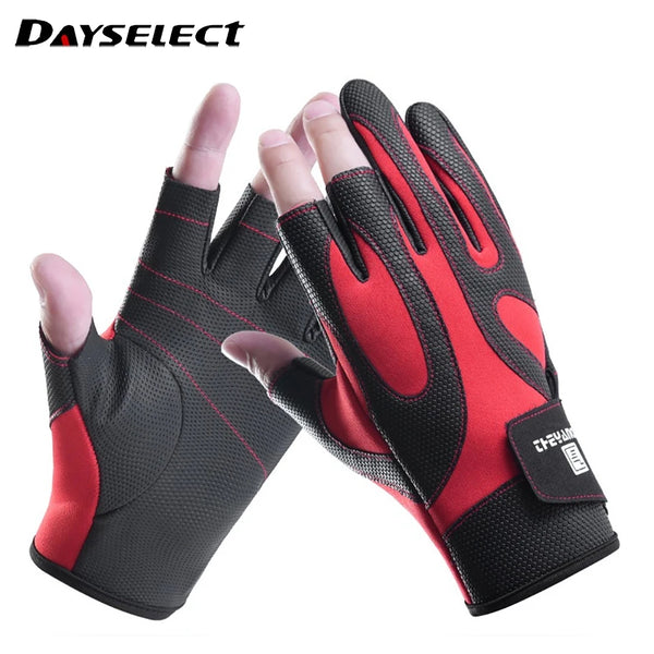 Autumn Winter Gloves Outdoor Sport Fishing Gloves Waterproof Fleecing Show Three Fingers Luya Equipment Anti-slip Wear-resistant