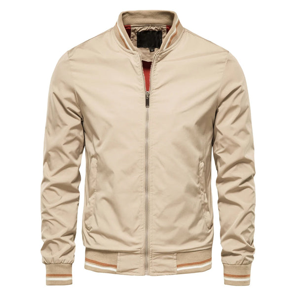 Men's Solid Color Autumn Bomber Jacket - Casual Baseball Outerwear