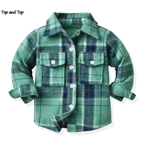 Top Newborn Uniex Baby Boys Girls Long Sleeve Flannel Shirts Single Breasted Lapel Blouse Tops Toddler Infant Clothes