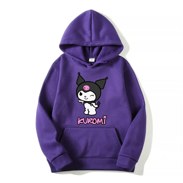 Clothes with many Korean reviews 2024 Winter Women's Hoodies Fashion Sanrio Kuromi Products Printed Sweatshirts