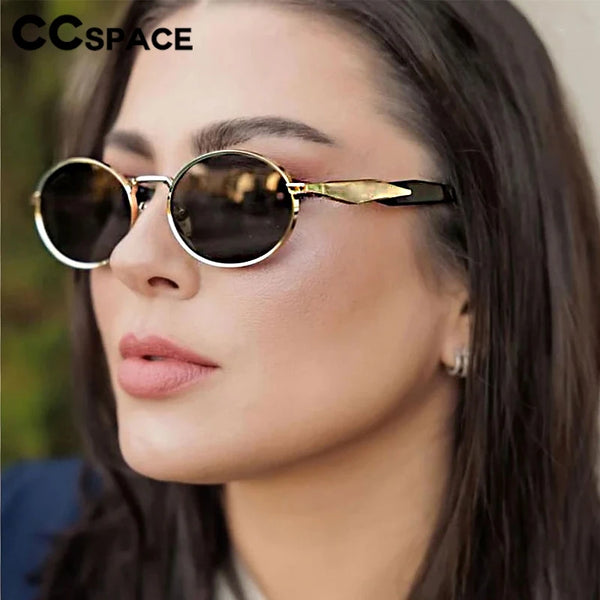 Oval Punk Sunglasses Female 2025 Y2K Style Retro Suneyeglass Unisex UV Protection Vacation Sand Party