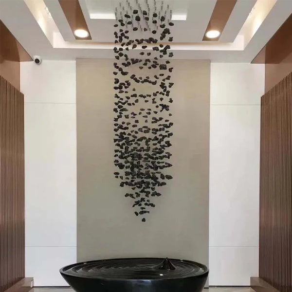 Pendant Light Modern Chandelier Stairs Luxury Chandelier Light For Living Room High Quality Lobby Custom Black Stone Pendant