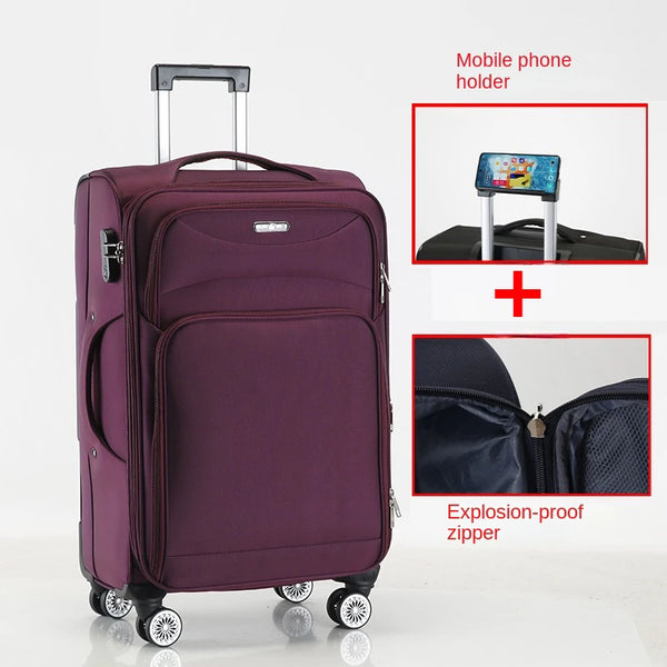 Suitcase Oxford New Luggage with Phone Holder Large Capacity 28&32&34 Inch Password Trolley Case Suitcase Trip Cabin 18"20"24"