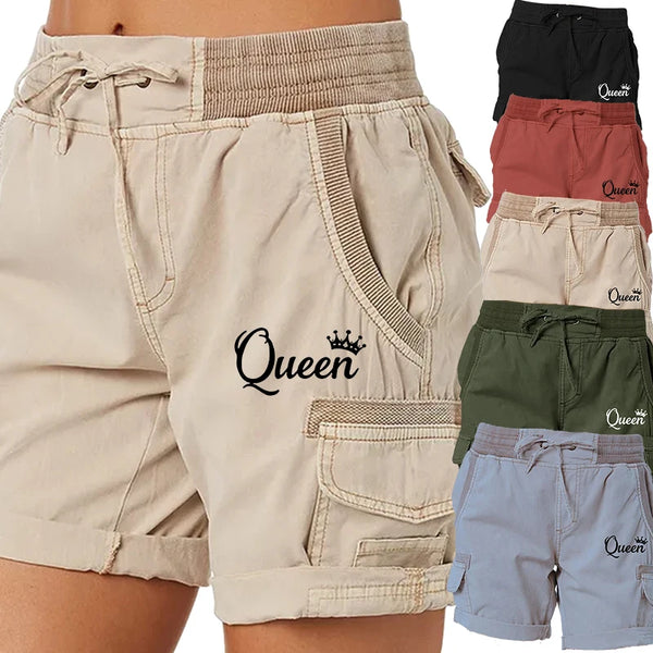 Fashion Queen Printed Women's Cargo Shorts Stretch Golf Active Shorts Work Shorts Outdoor Summer Shorts with Pockets