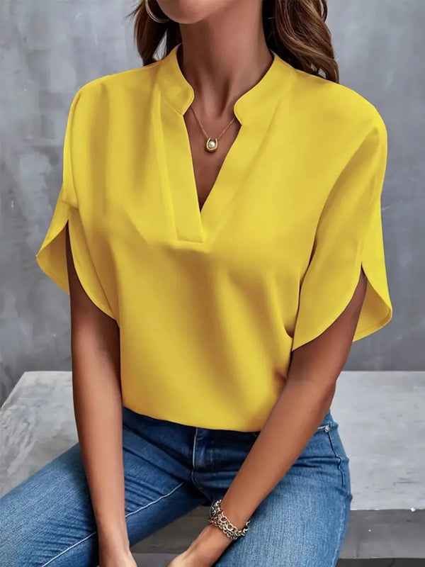 Women Elegant Solid Chiffon Blouse Spring Summer Casual Long Sleeve V Neck Loose Shirt Office Lady Tunics Oversized Tops