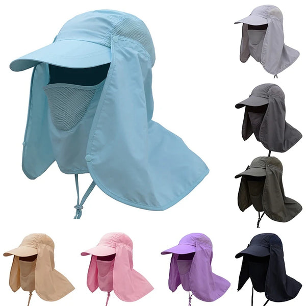 Summer Men Women Fishing Flap Caps Quick Dry Sunshade UV Protection Removable Ear Neck Cover Hats