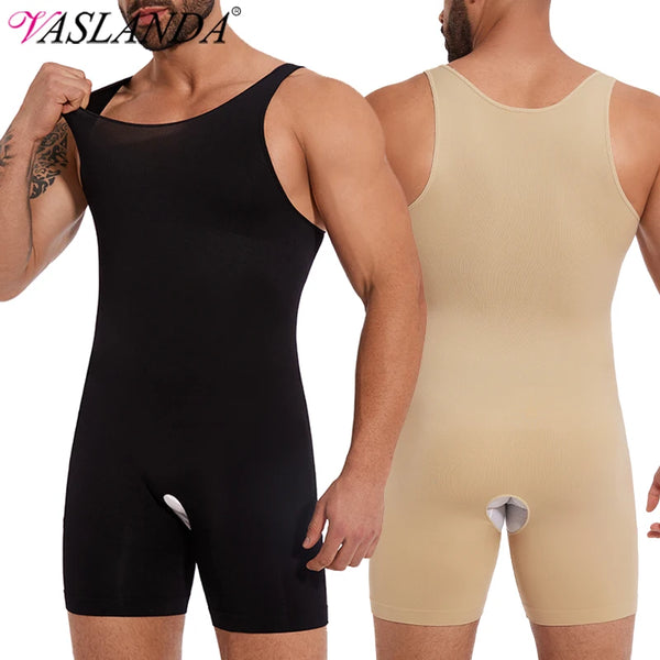 Men Full Body Shapewear Sleeveless Slimming Compression Bodysuit Shapewear Waist Trainer Hip Enhancer Tummy Control Underwear