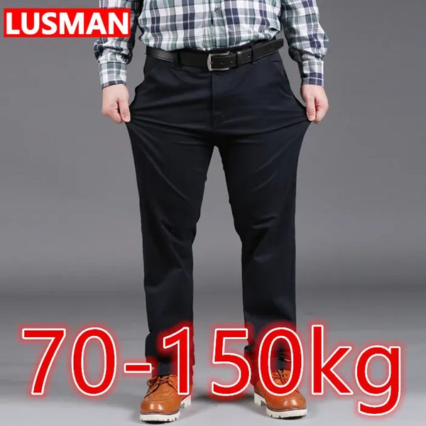 Big Men Casual Pants Plus Size 34-50 Casual Trousers Black Long Pants Stretch Fabric Loose Baggy Pants Big Size for 70-150kg