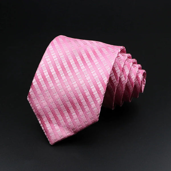 Jacquard Pink Striped Plaid Dots Red Necktie 7cm Polyester Narrow Tie Skinny Tuxedo Suit Shirt Gift Men Wedding Party Accessory