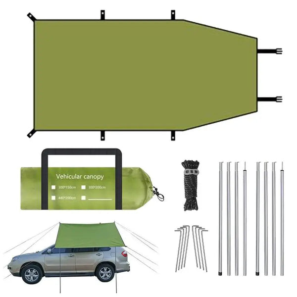 Outdoor Camping Car Tent Heavy Duty Sun Shade Awning Roof Tent Waterproof Tailgate Canopy For SUV External Accessories